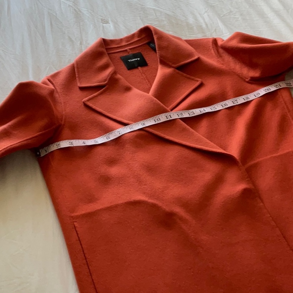 THEORY BOY COAT women’s color Burn Orange Trench Coat LUXE NEW DIVINE size M - Picture 10 of 16